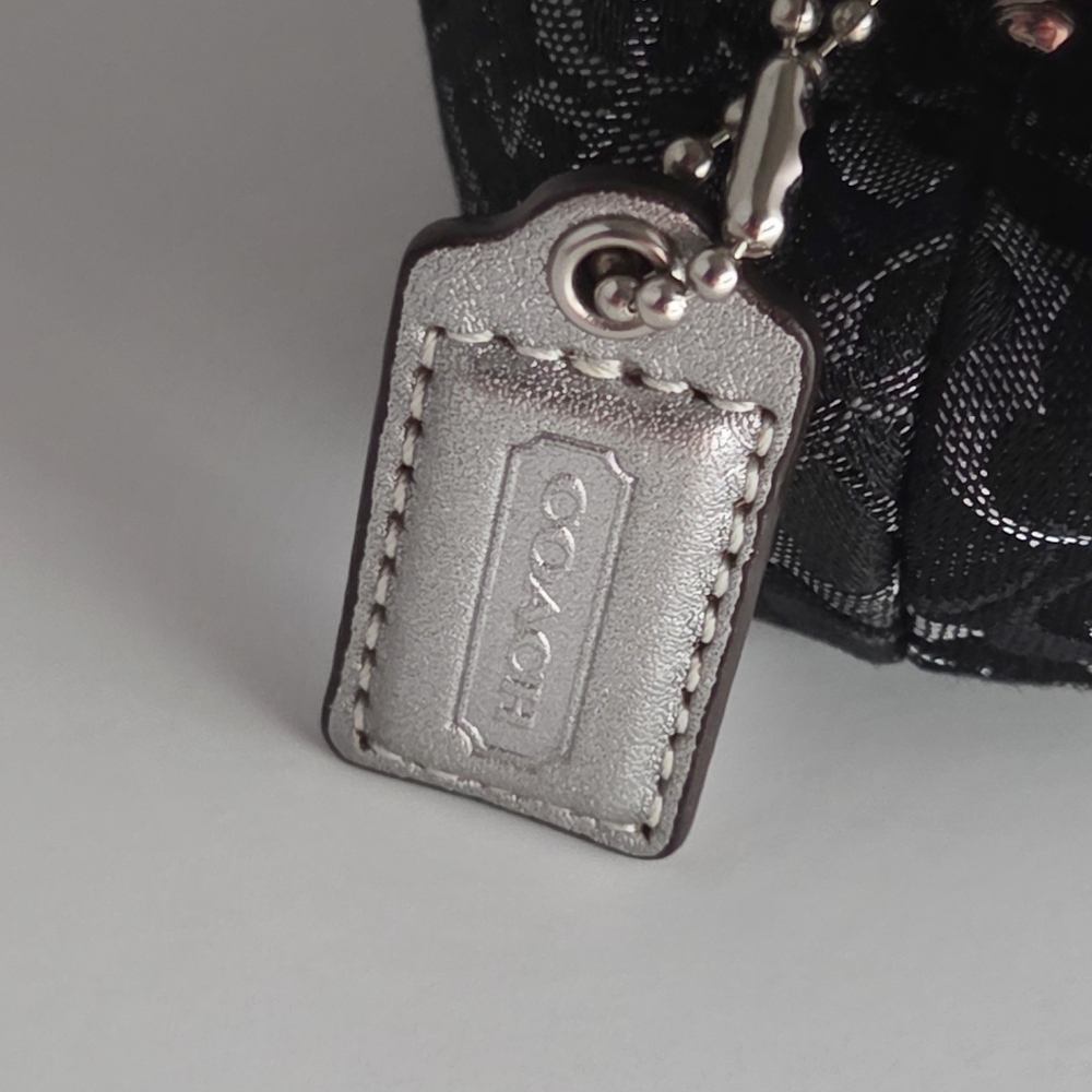 Coach Y2K Signature Optic Kisslock Clutch Black Shimmer Monogram Bag Vintage - Picture 7 of 8